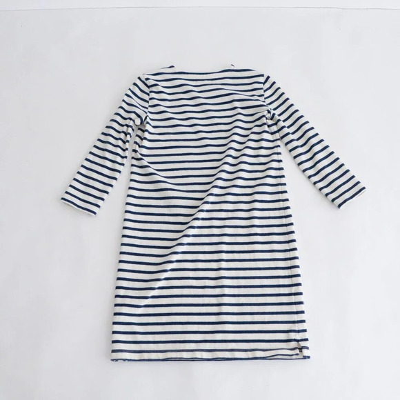 Madewell White Navy Stripe Half Sleeve A-Line  Heavy Knit Shift Midi Dress XXS - Picture 8 of 9